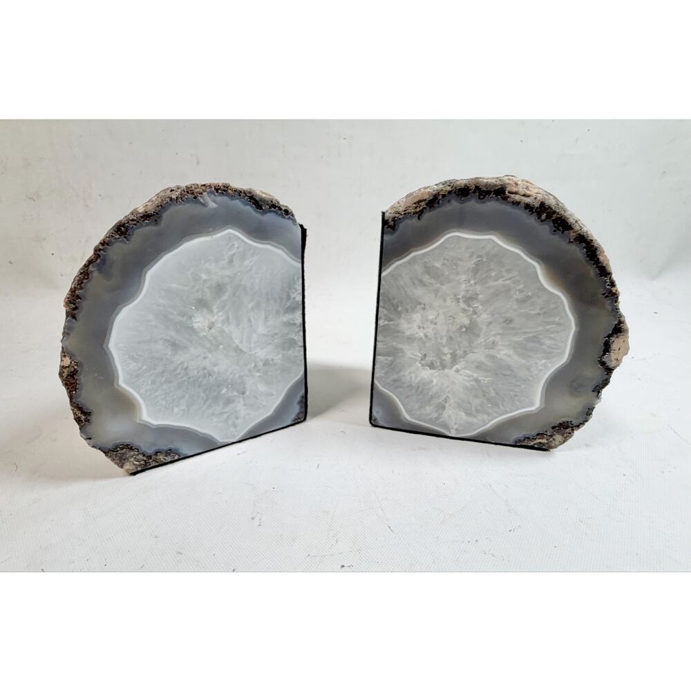 Cut Agate Nodule Bookends 4.5”